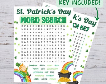 Imprimible del Día de San Patricio, Búsqueda de palabras del Día de San Patricio para niños, Búsqueda de palabras del Día de San Patricio, Actividad de la fiesta escolar del Día de San Patricio