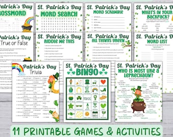 Printable St. Patrick's Day Games, St Patrick's Day Activity Bundle, St. Patrick's Day Bingo, St Patrick's Day Trivia Games, Classroom Games