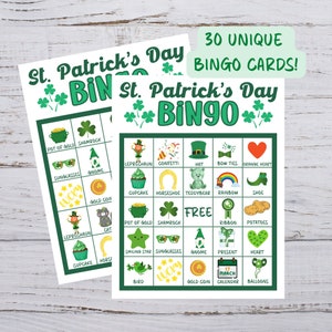 Bingo del Día de San Patricio imprimible, PDF de Bingo del Día de San Patricio, Juego del Día de San Patricio para niños, Juego de fiesta del Día de San Patricio, Juego de fiesta escolar