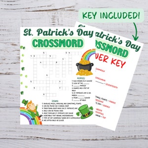 St Patrick's Day Kreuzworträtsel, St Patrick's Day Kreuzworträtsel für Kinder, St Patrick's Day Kinder Party Aktivität, St. Paddy's Day Kreuzworträtsel