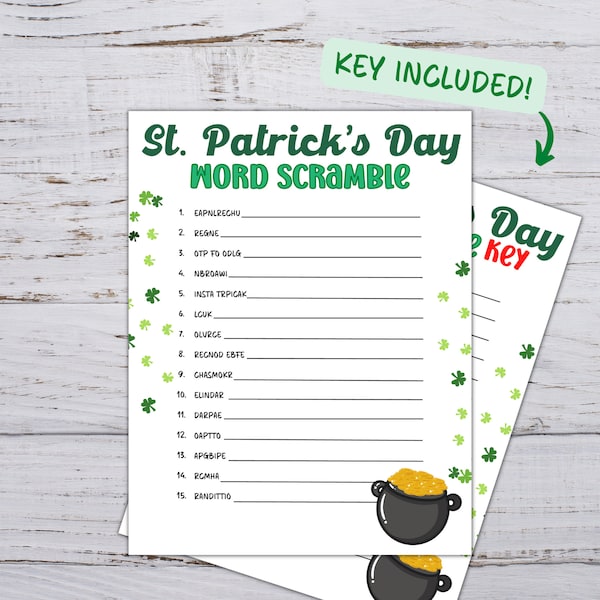 St Patricks Day Word Scramble - Etsy
