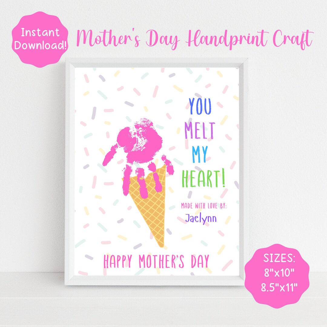 Mother's Day Handprint Craft, Printable Mother's Day Craft, DIY Card ...