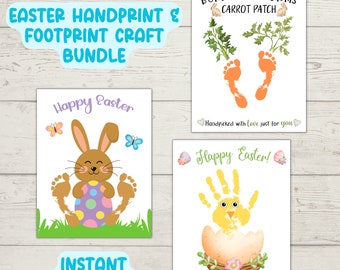 Easter Footprint Crafts, Easter Handprint Crafts, Easter Craft Bundle, Baby Handprint Art, DIY Easter Card, Easter Keepsake, Printable Craft