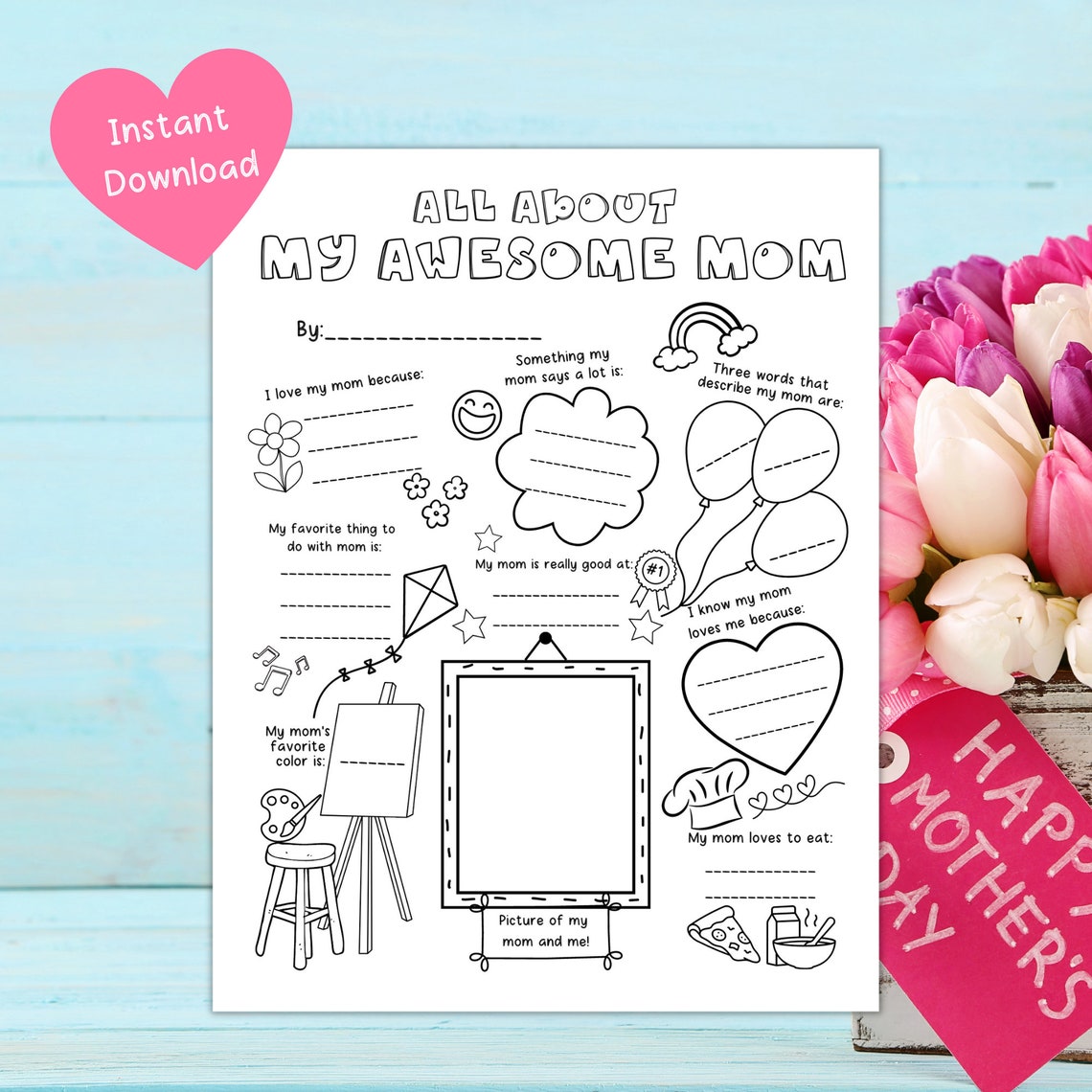 All About Mom Printable Activity Mother's Day Activity - Etsy