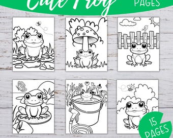 Frog Coloring Pages, Kids Coloring Sheets, Printable Frog Coloring Pages, Cute Frog Color Pages, Kids Coloring Activity Pages, Printable PDF