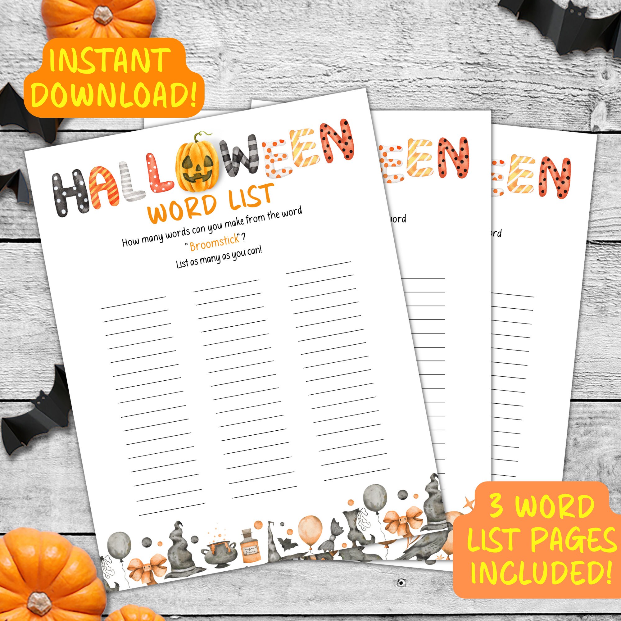 Buy Printable Halloween Word Lists Halloween Worksheets for Kids Online in  India - Etsy