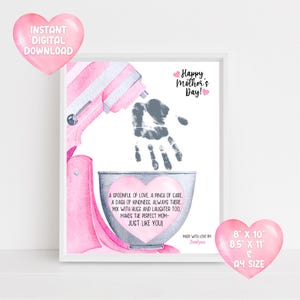 Manualidad para el Día de la Madre, Manualidad imprimible con huella de mano, Manualidad con huella de mano para batidora, Manualidad para niños pequeños, Regalo para mamá, Recuerdo para mamá, Tarjeta DIY