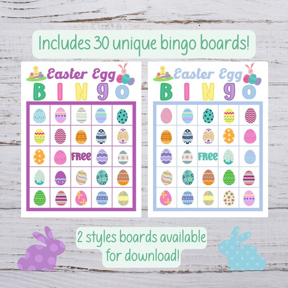 Printable Easter Bingo Easter Egg Bingo Fun Easter Bingo For Etsy