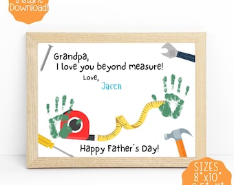 Grandpa Handprint Art, Father's Day Tape Measure Craft (Digital Download)