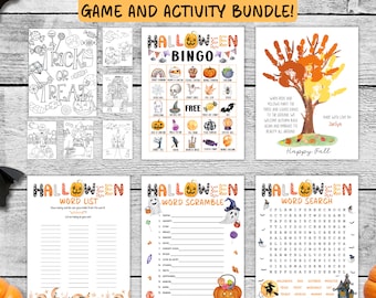 Halloween Game Bundle, Printable Halloween Games, Halloween Activity Bundle, Halloween Activities For Kids, Halloween Party Games For Kids