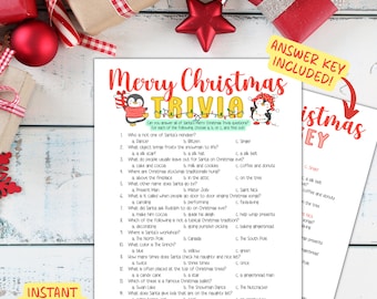 Kids Christmas Trivia, Christmas Trivia Game, Printable Christmas Activity, Easy Trivia For Kids, Holiday Party Trivia, Fun Christmas Quiz