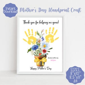 Artesanato de impressão manual para mamãe, artesanato de impressão manual para impressão de dia das mães, cartão DIY para mãe, arte de impressão manual infantil, presente para mamãe de criança, digital