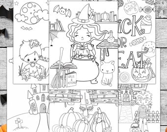 Pages de coloriage d'Halloween, Pages de coloriage d'Halloween imprimables, Activité d'Halloween pour les enfants