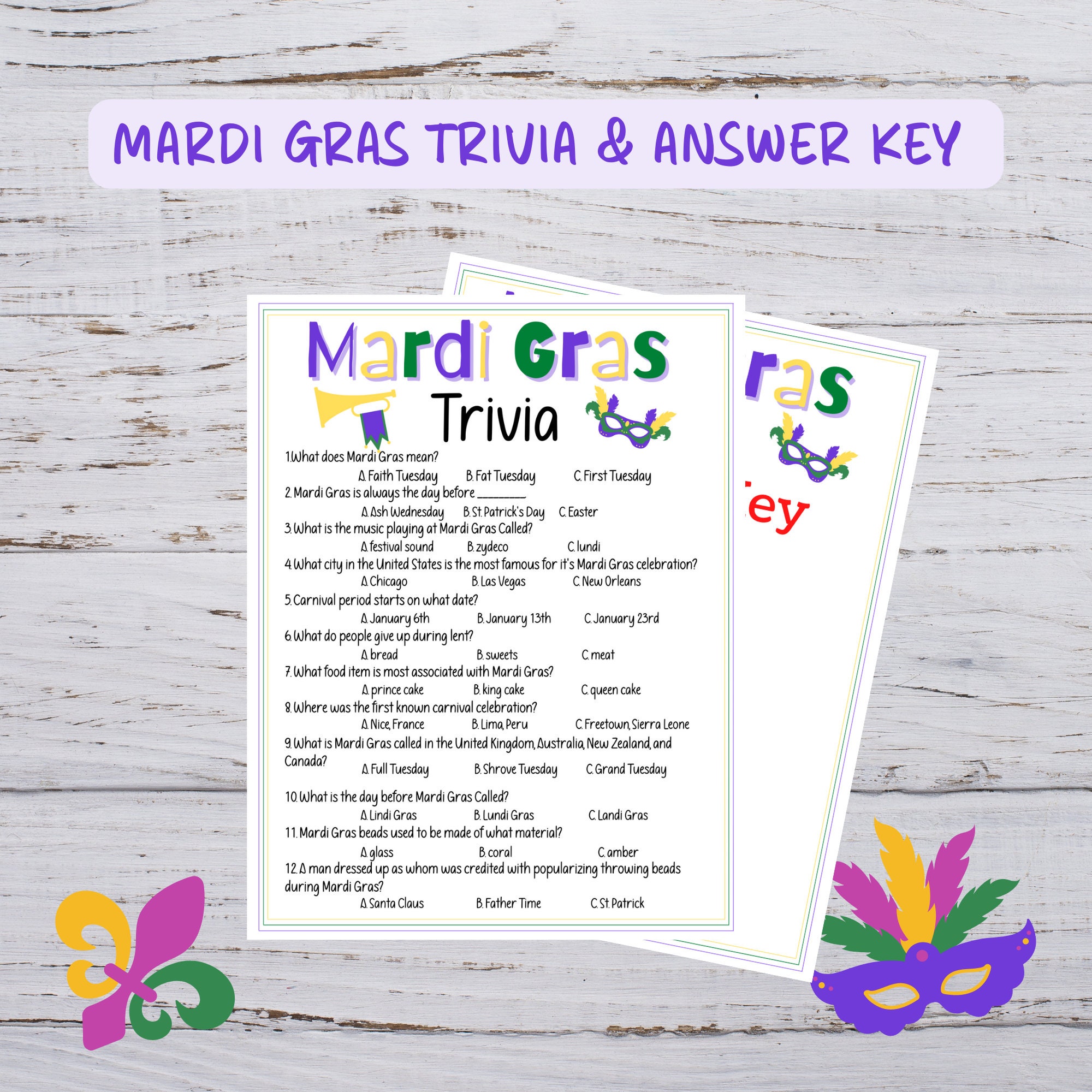 Printable Mardi Gras Game Bundle, Mardi Gras PDF Bundle, Printable ...