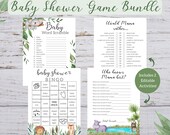 Baby Shower Games Printable, Baby Shower Bundle, Editable Baby Shower Games, Baby Bingo PDF, Baby Word Scramble, Safari Baby Shower Bundle