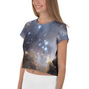 Celestial Universe Print Crop Top All Over Print Stars Crop | Etsy