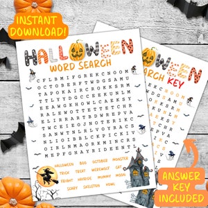 Halloween Word Search, Halloween Word Find For Kids, Printable Halloween Activity, Halloween Classroom Activity, Kids Halloween Word Search