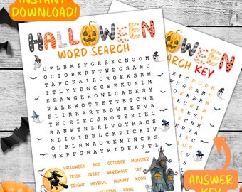 Halloween Word Search, Halloween Word Find For Kids, Printable Halloween Activity, Halloween Classroom Activity, Kids Halloween Word Search
