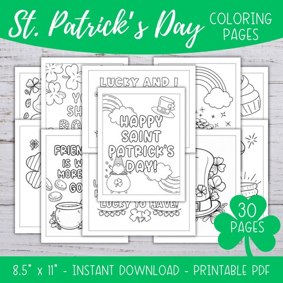 St. Patrick's Day Coloring Pages, Kids Activity (Digital File)