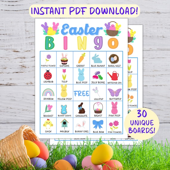 Easter Bingo Printable, Easter Games, Kids Easter Bingo, Easter Bingo Game, Easter Bingo PDF, Easter Bingo Game For Classroom, Bingo PDF