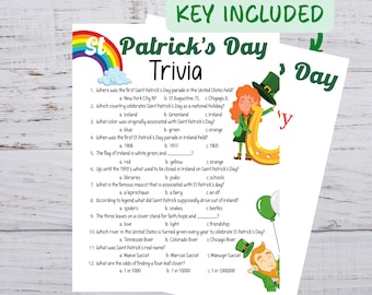 Printable St Patrick's Day Trivia, Saint Patrick's Day Trivia Game, St Patrick's Day Trivia For Kids, St Patrick's Day Classroom Activity