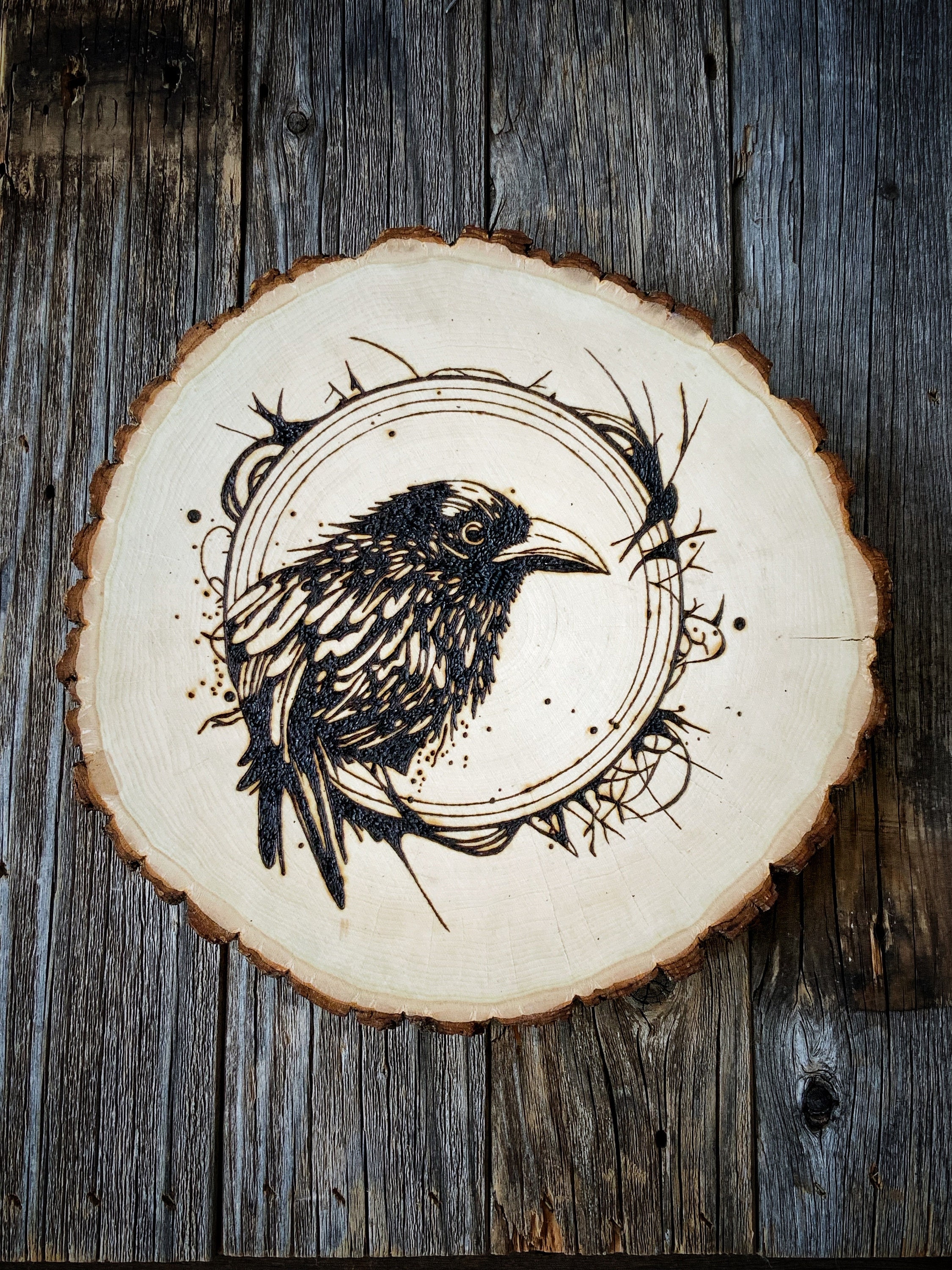 Crystal Beetle Wood Pyrography Piece – Bone and Raven