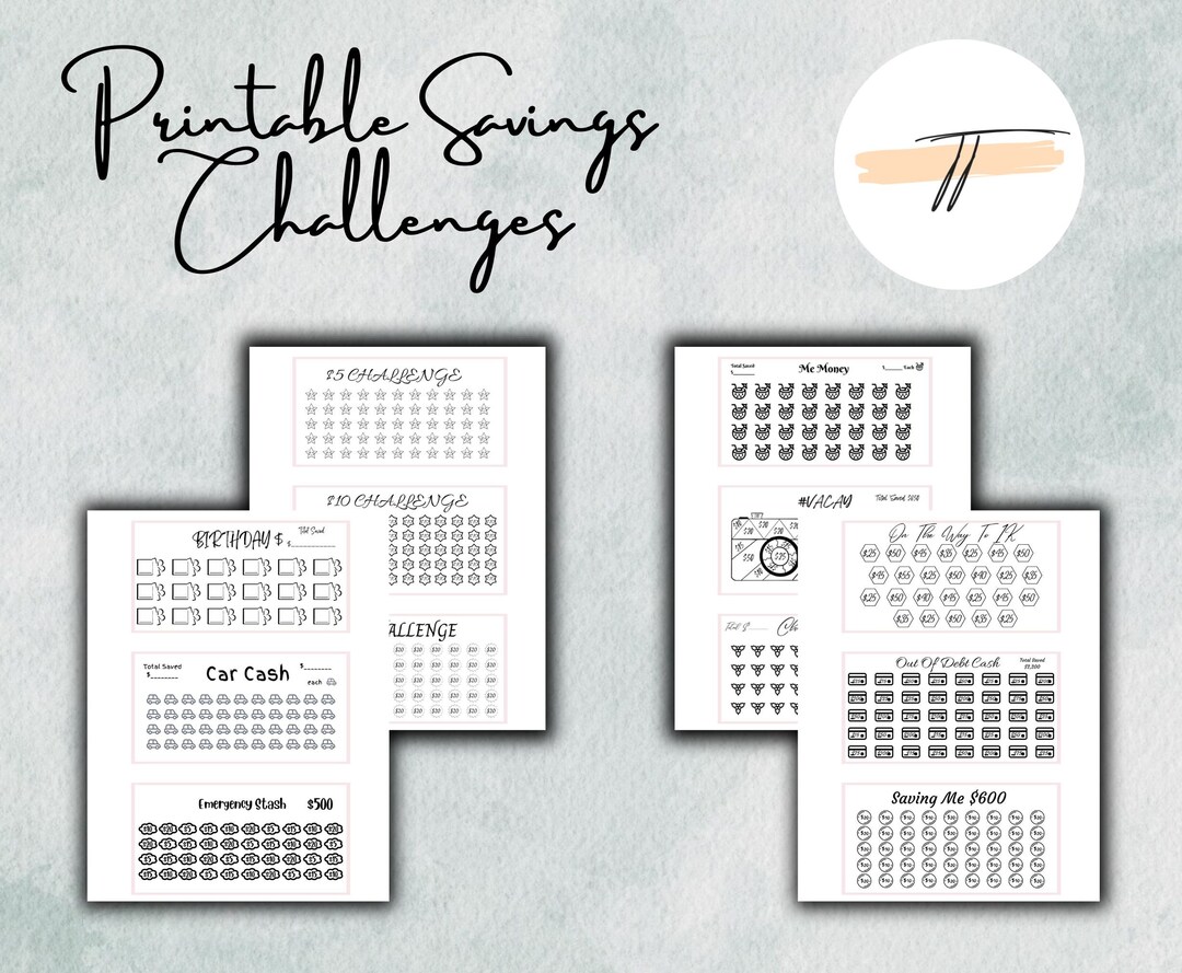 Printable Savings Challenges Bundle Printable Savings Trackers Various Printable Savings Challenges Bundle Printable Savings Trackers Various