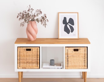【廃盤品】◆Caetla サエラ◇Akiakane アキアカネ◆ラタンチェスト◇ Ikea Kallax Wooden Board Made of Oak - Solid Wood Top Panel for