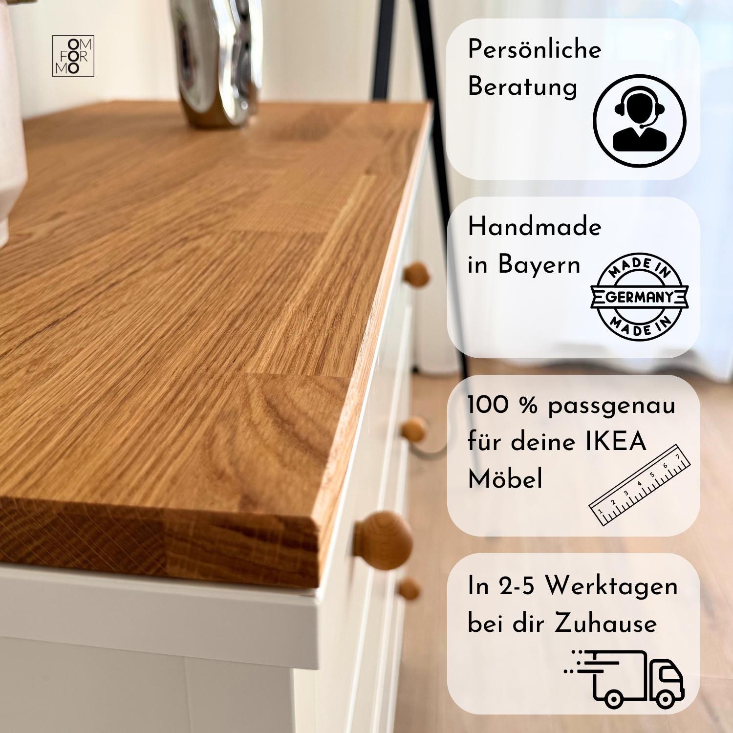 Ikea Kallax Wooden Board Made of Oak - Solid Wood Top Panel for