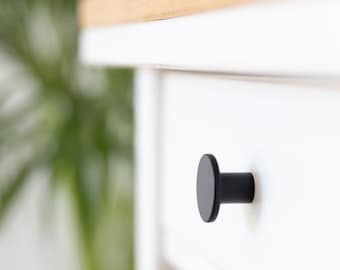 Round metal furniture knob, e.g. for IKEA furniture, black and gold