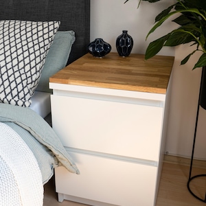 Ikea Malm oak wood top - solid wood top for Malm bedside table 40.4 x 48.4 x 1.9 cm