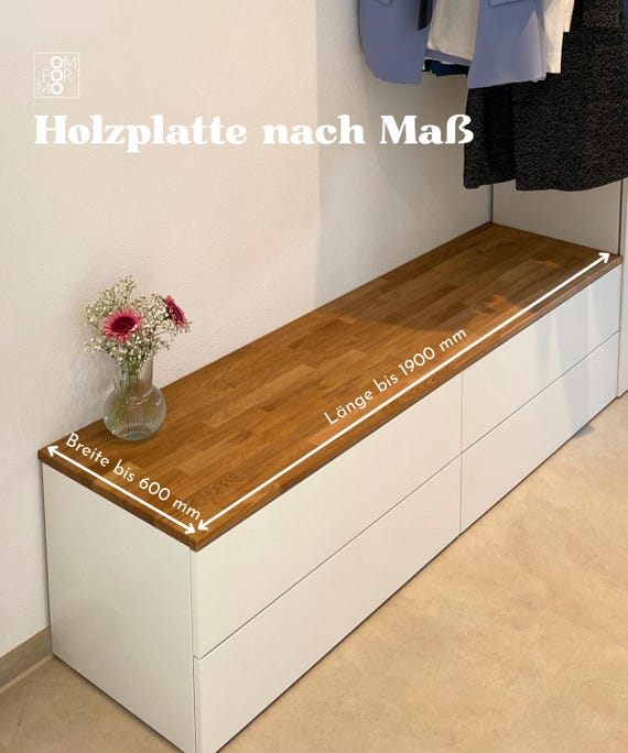 Holzplatte nach Maß - Eiche Massiv (Natur geölt, Stärke 19 mm) - Deckplatte für Möbel, Fensterbrett etc.