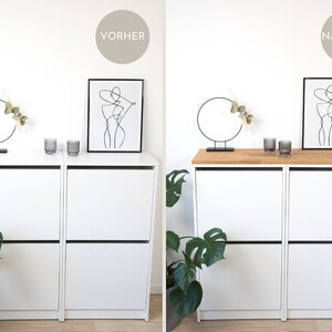 Ikea Bissa 2 mit Holzplatte in Eiche Natur Vorher/Nachher Vergleich