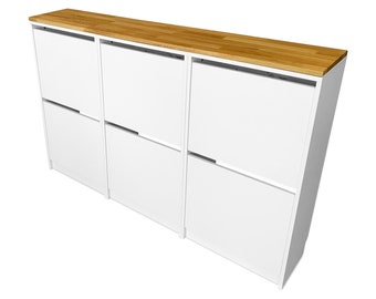 Ikea Bissa Holzplatte aus Eichenholz - Deckplatte aus Massivholz für 3 Bissa Schuhschränke 147 x 28 x 1,9 cm