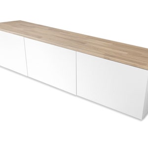 Ikea Besta Holzplatte aus Eichen/Buchenholz Deckplatte aus Massivholz für Besta Regal 180 x 41,4 x 1,9 cm Eiche Weiß geölt