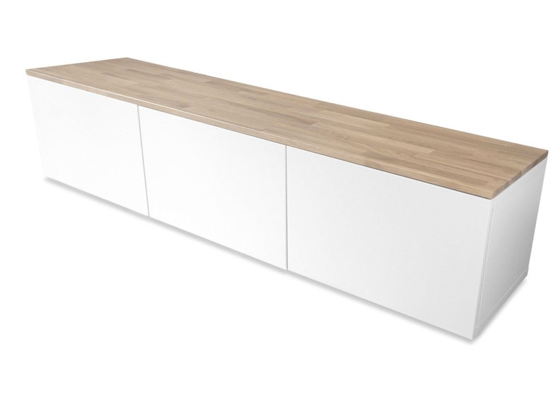 Ikea Besta Holzplatte aus Eichen/Buchenholz Deckplatte aus Massivholz für Besta Regal 180 x 41,4 x 1,9 cm Eiche Weiß geölt