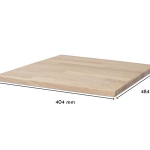 Malm Nachttisch mit Massivholzdeckplatte in Eiche Weiß geölt in 19 mm Stärke mit Bemaßung 404 mm x 484 mm