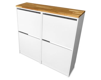 Ikea Bissa wooden top made of oak wood - cover plate made of solid wood for 2 Bissa shoe cabinets 98 x 28 x 1.9 cm