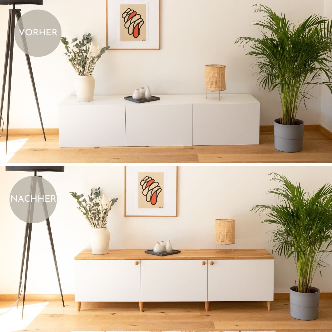 Ikea Besta Oak Wooden Top - Solid Wood Top for Besta Shelf 180 X