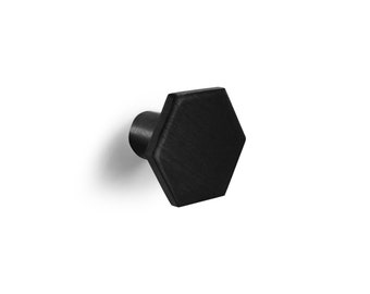 Furniture knob hexagon made of brass, e.g. for IKEA furniture, black and gold