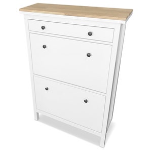 Ikea Hemnes Schuhschrank mit 2 Fächern mit Holzplatte in Eiche Weiß