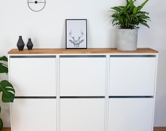 Ikea Bissa Holzplatte aus Eichenholz - Deckplatte aus Massivholz für 3 Bissa Schuhschränke 147 x 28 x 1,9 cm