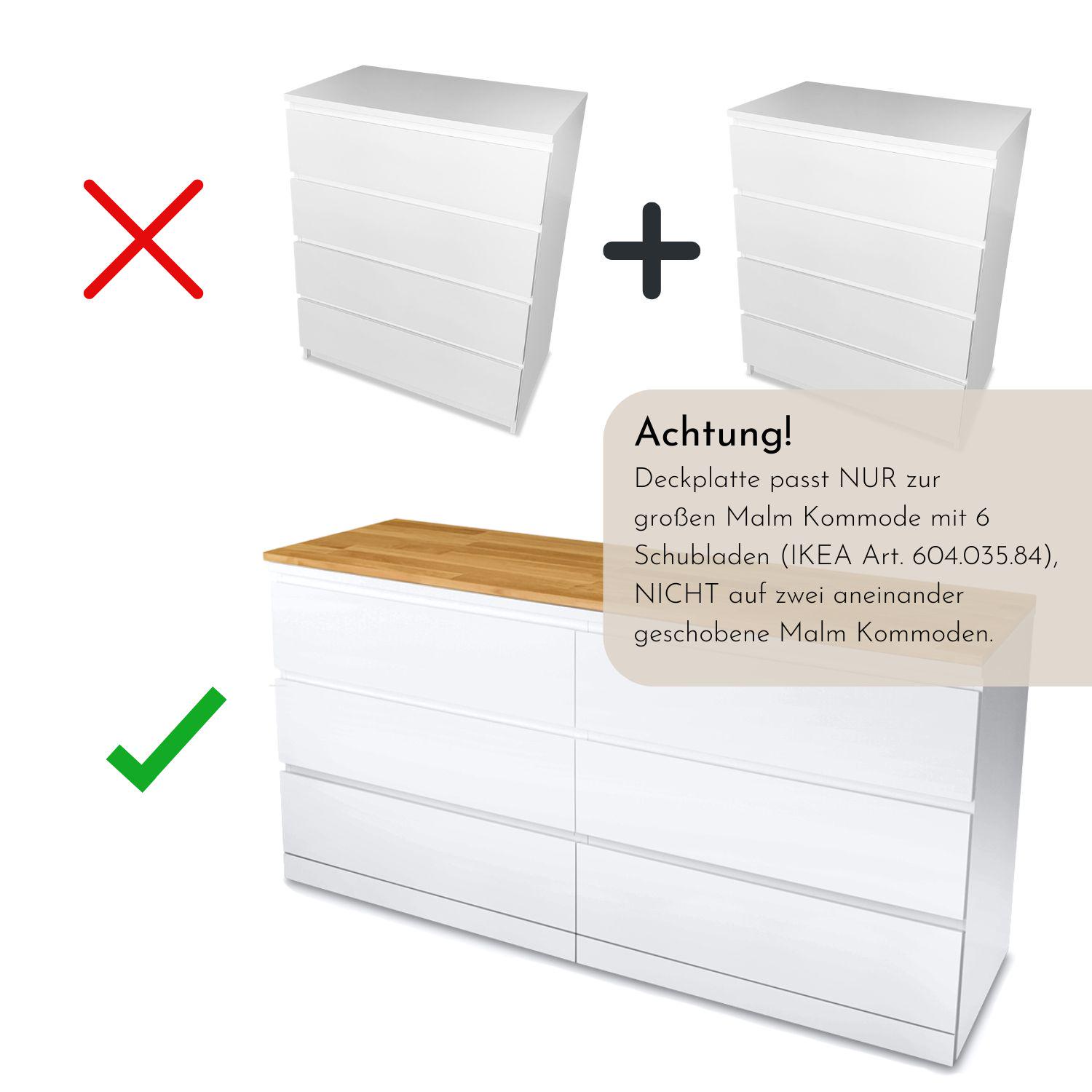 Ikea Malm Oak Wood Top Panel - Solid Wood Top Panel for Malm Chest