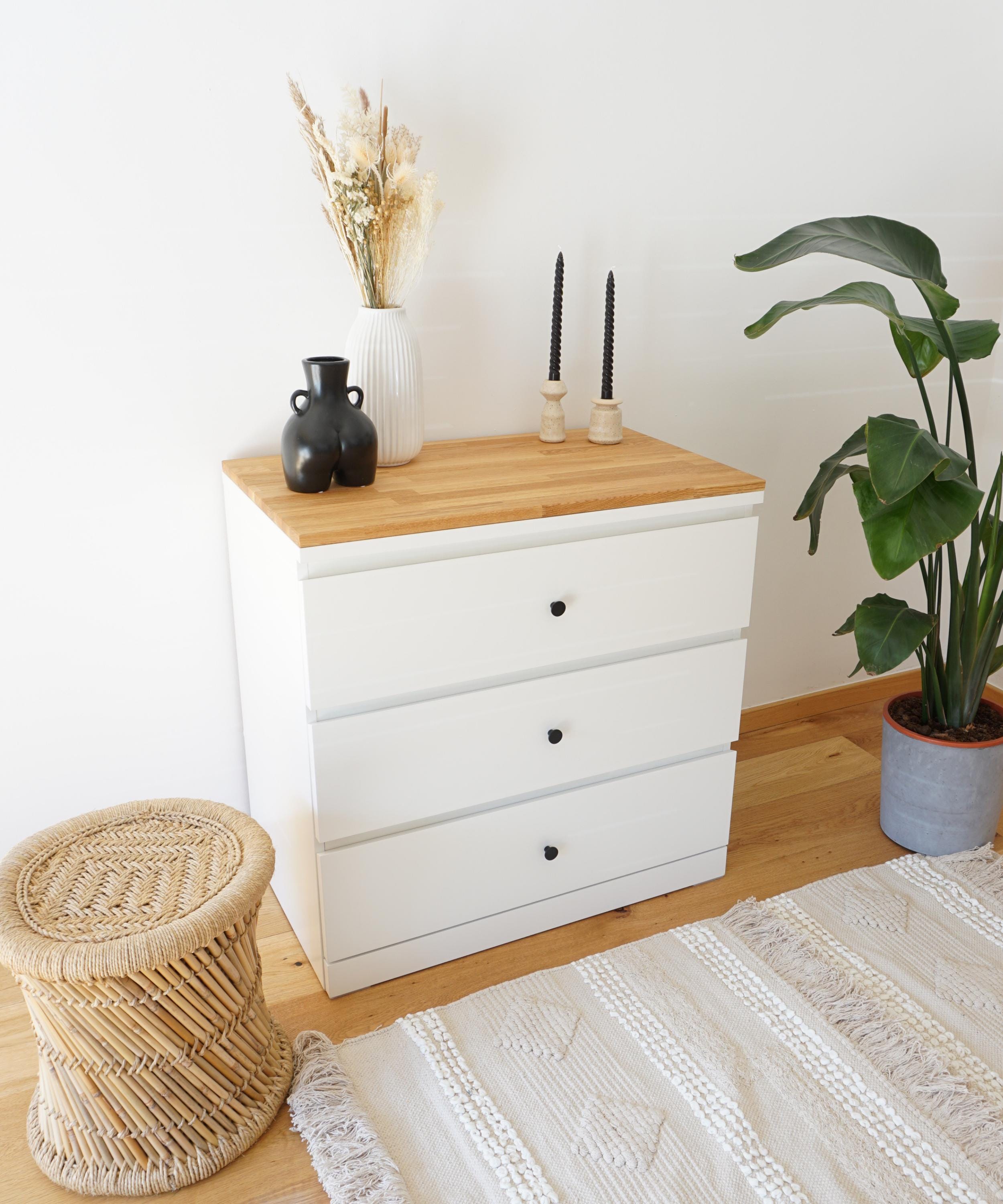 Ikea Malm Oak Wood Top - Solid Wood Top for Malm Chest of Drawers