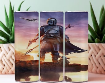 Mandalorian_Grogu X-Wing Fighter 20oz Straight Skinny Tumbler