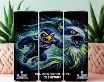 2026 Super Bowl Champions Seahawks - 20oz Straight Skinny Tumbler