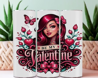 Be My Valentine color Version - Seamless 20oz Straight Skinny Tumbler:
