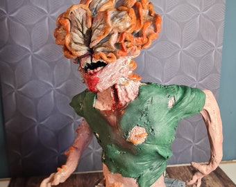 The last of us clicker clay statue, clay sculpture horror bust, Ellie Joel, gift for horror fan gamer