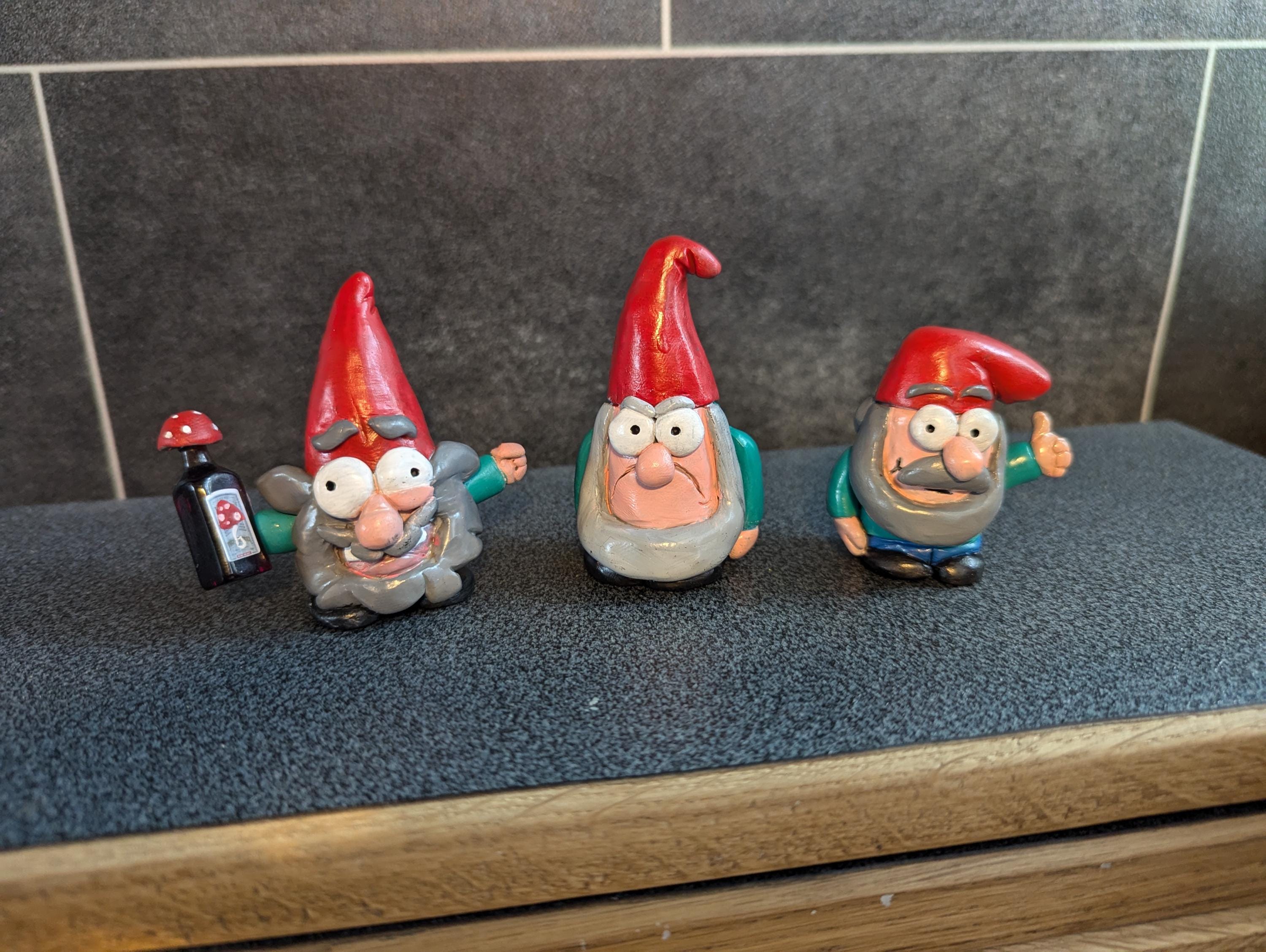 gnome 3 pack cute funny clay figurines model handmade decor cute desk buddy
