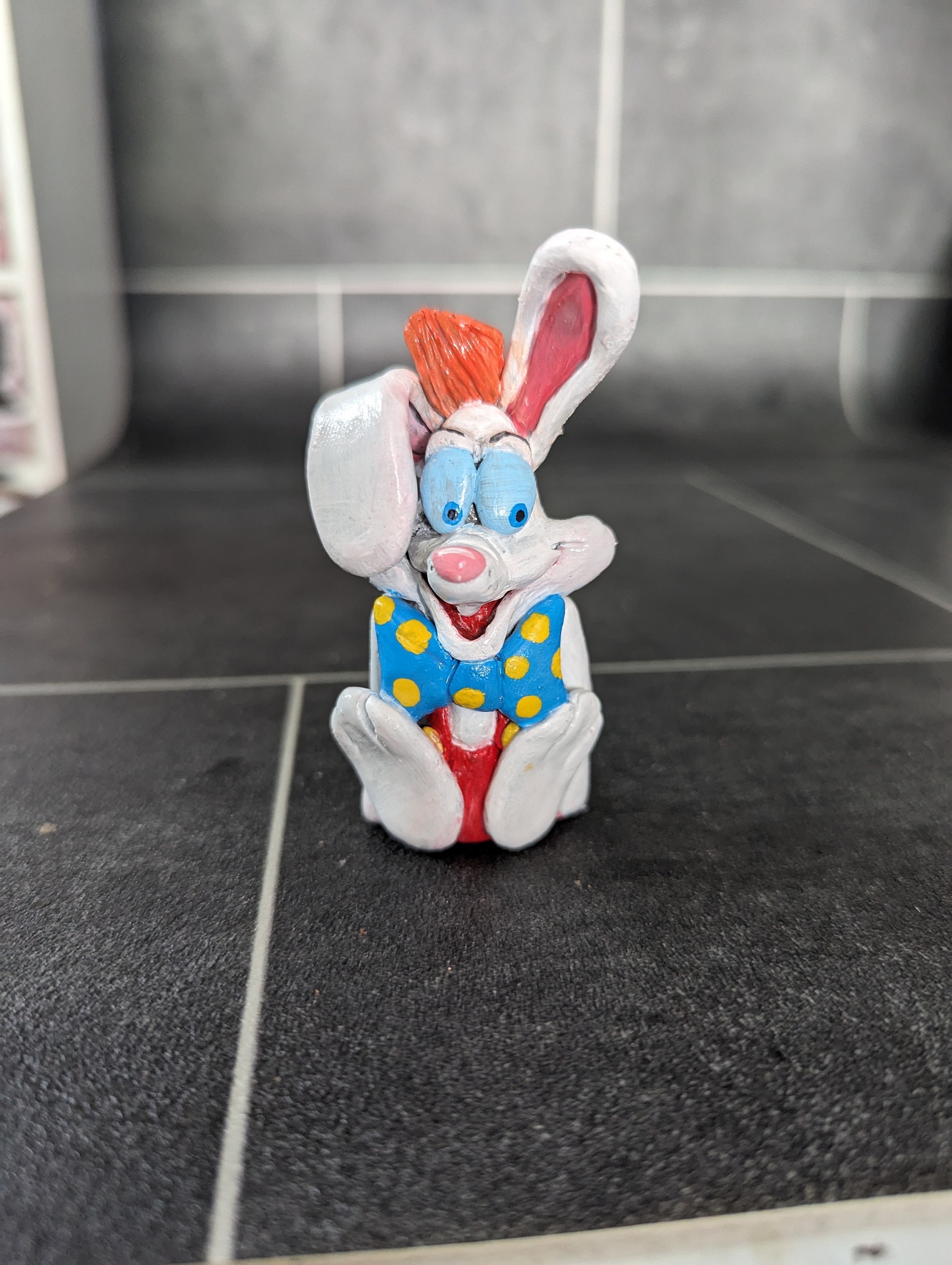 Who framed roger rabbit desk buddy handmade, polymer clay sculpture small figurine, clay model, desk buddy, comedy movie dashboard 80s